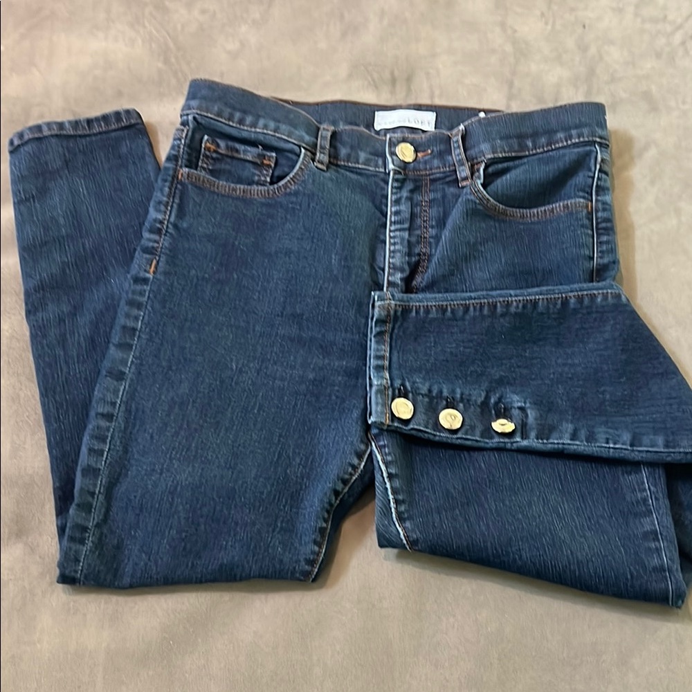 LOFT Blue Denim Jeans with Brown Stitching